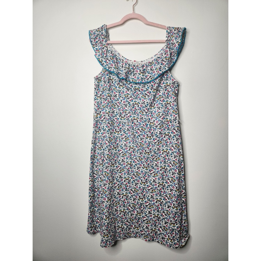 Boden Bethany Floral‎ Print Ruffle Trim Sleeveless Jersey Dress US 16R